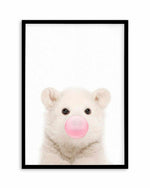 Little Polar Bear | Blowing Pink Bubble Art Print