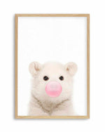 Little Polar Bear | Blowing Pink Bubble Art Print