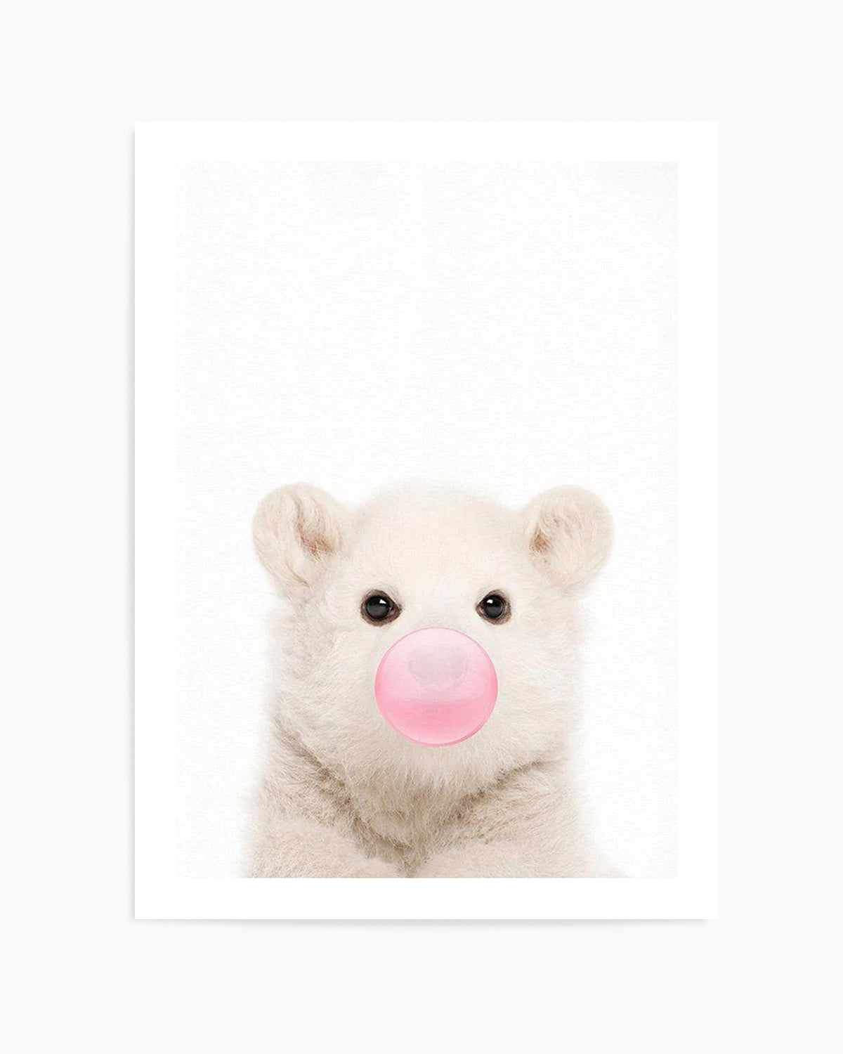 Little Polar Bear | Blowing Pink Bubble Art Print