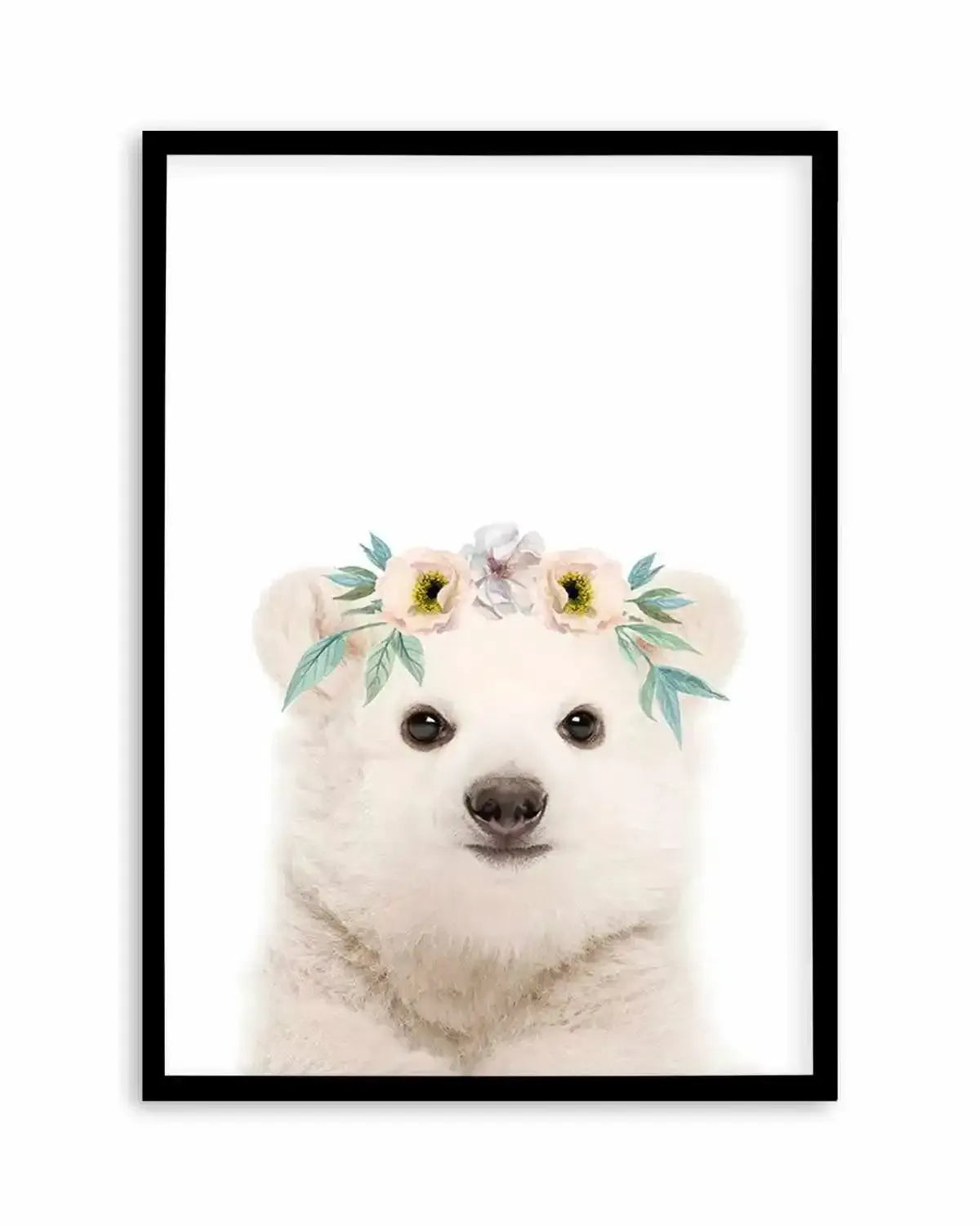 Little Polar Bear | Flower Crown Art Print from Olive et Oriel where you can shop wallpaper and artworks online