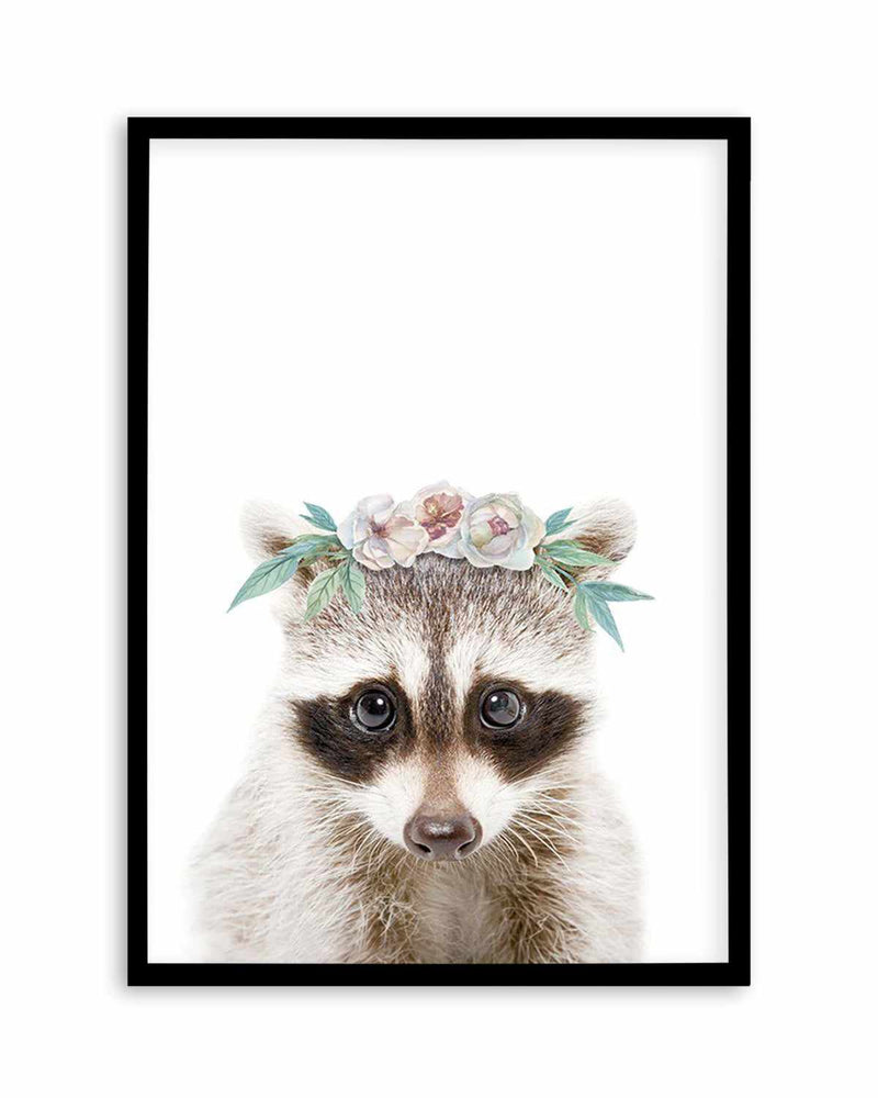 Little Raccoon | Flower Crown Art Print