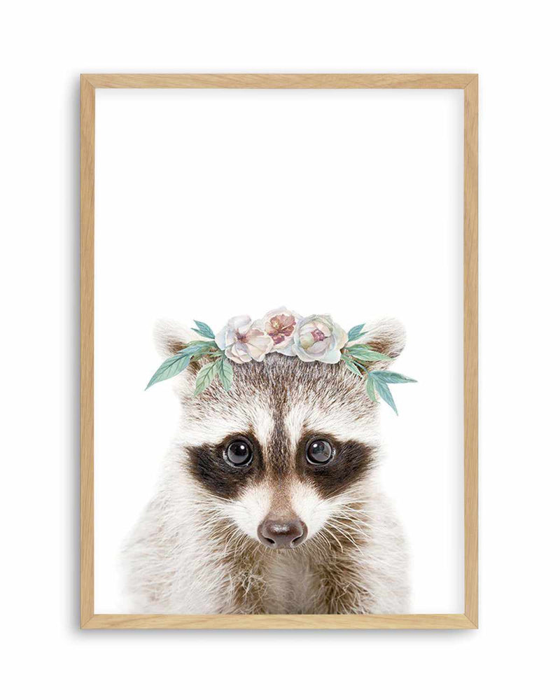Little Raccoon | Flower Crown Art Print