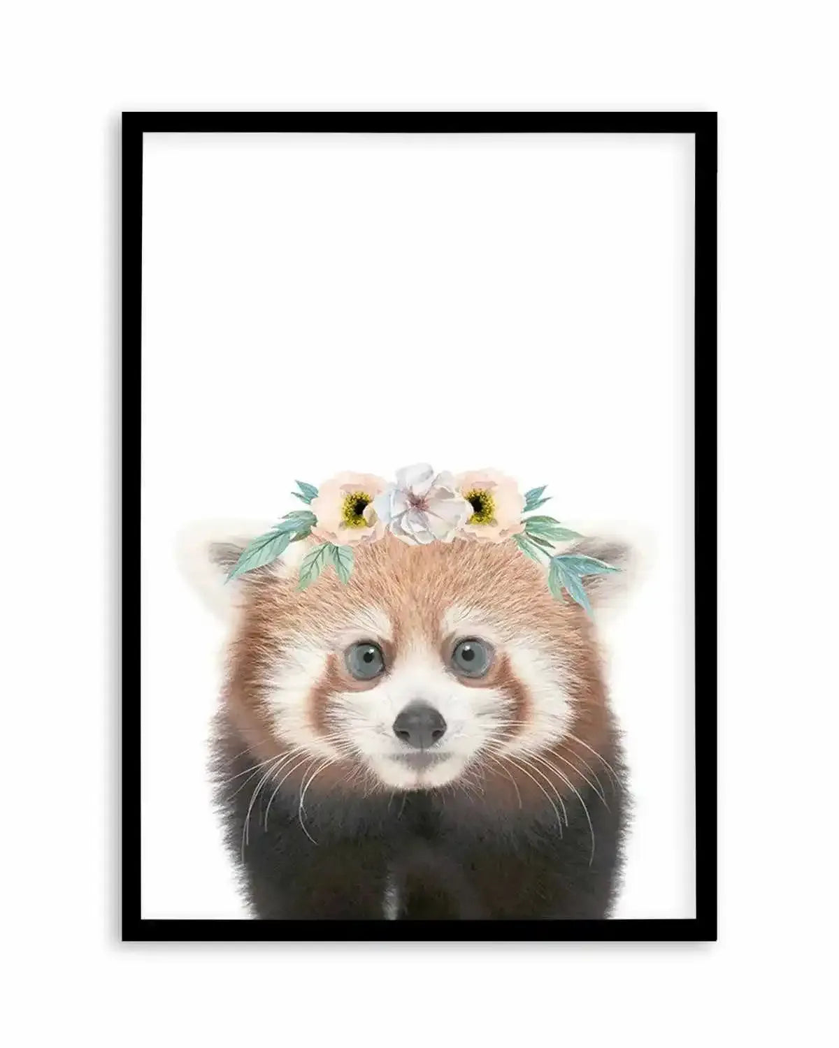 Little Red Panda | Flower Crown Art Print from Olive et Oriel where you can shop wallpaper and artworks online