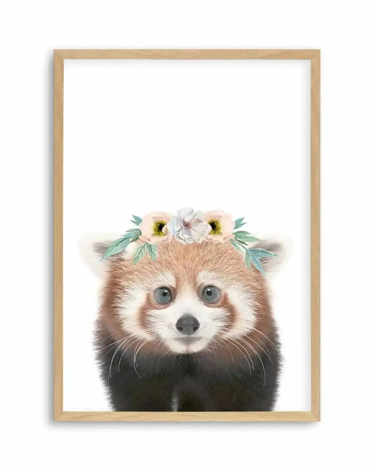 Little Red Panda | Flower Crown Art Print from Olive et Oriel where you can shop wallpaper and artworks online
