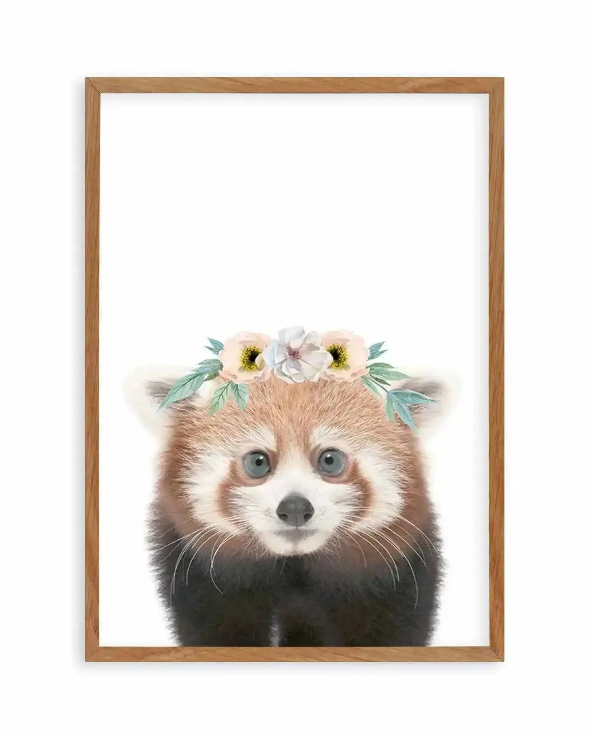 Little Red Panda | Flower Crown Art Print from Olive et Oriel where you can shop wallpaper and artworks online