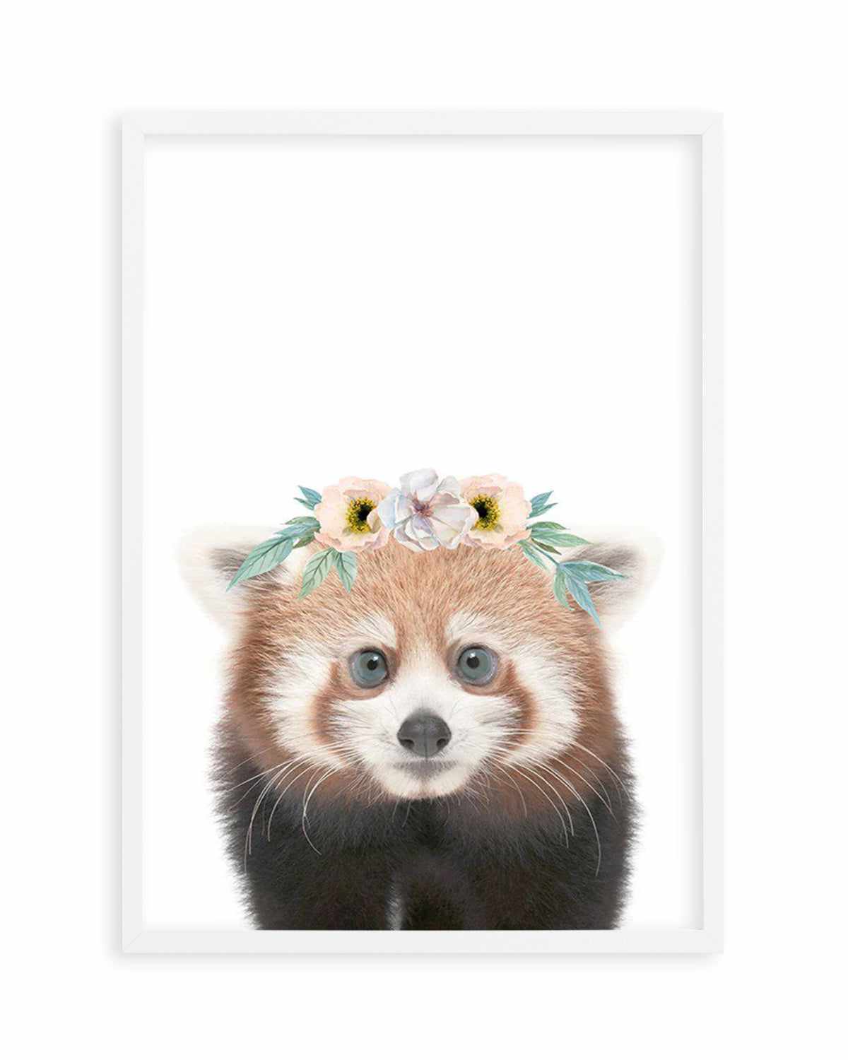 Little Red Panda | Flower Crown Art Print