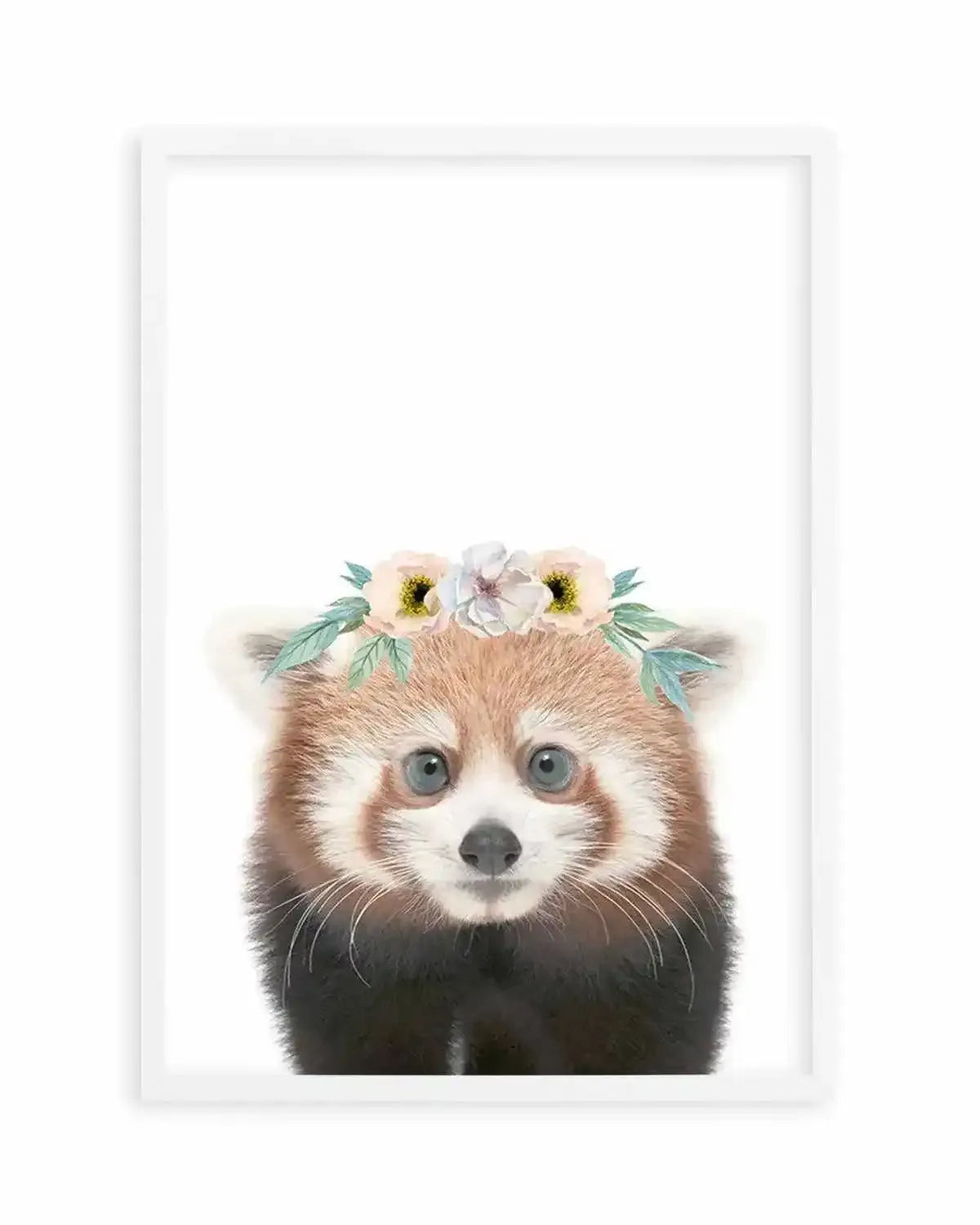 Little Red Panda | Flower Crown Art Print from Olive et Oriel where you can shop wallpaper and artworks online