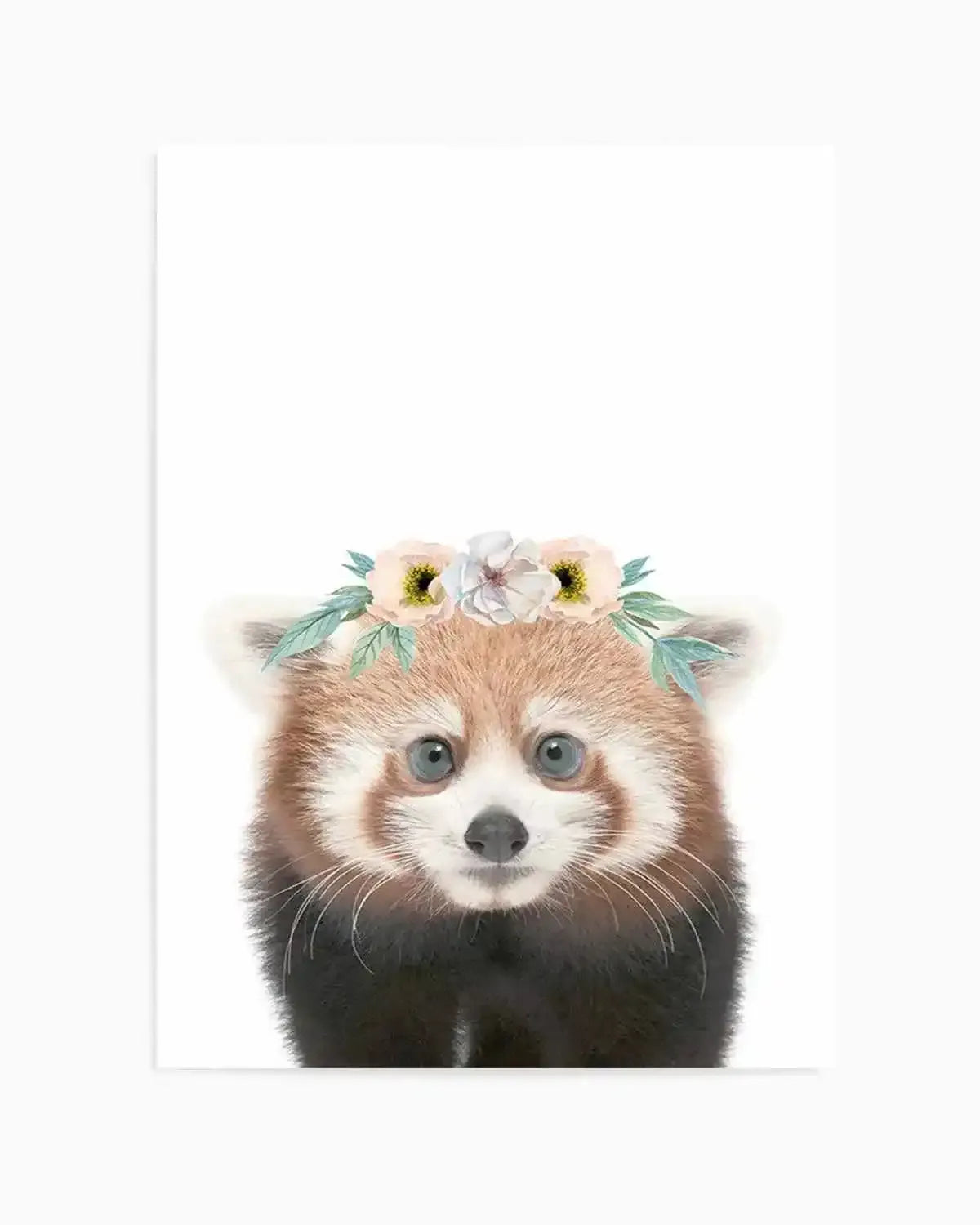 Little Red Panda | Flower Crown Art Print from Olive et Oriel where you can shop wallpaper and artworks online