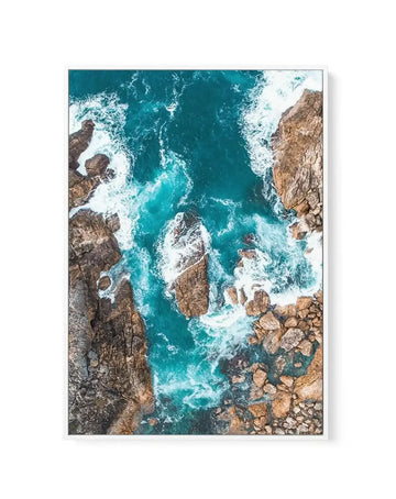 Little Rock Kianinny | Aerial Photo Wall Framed Canvas Art Print blue coastal art print