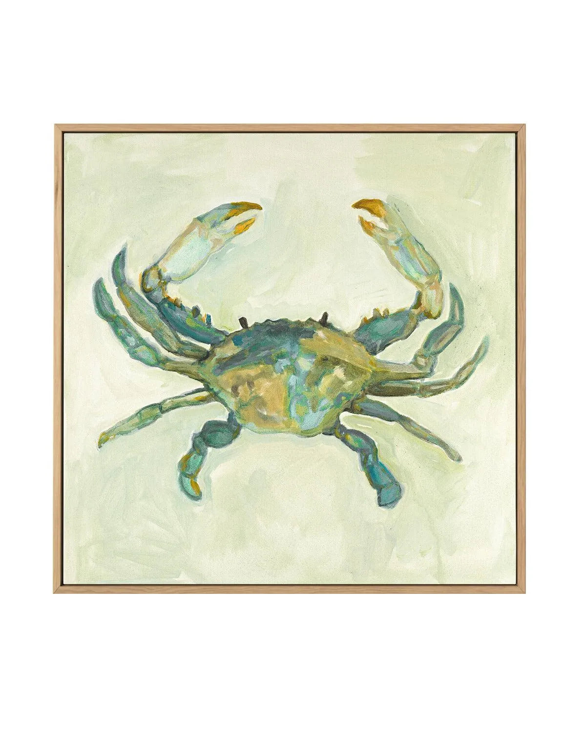 Little Sage Crab by Natalie Jane | Framed Canvas Art Print from Olive et Oriel where you can shop wallpaper and artworks online