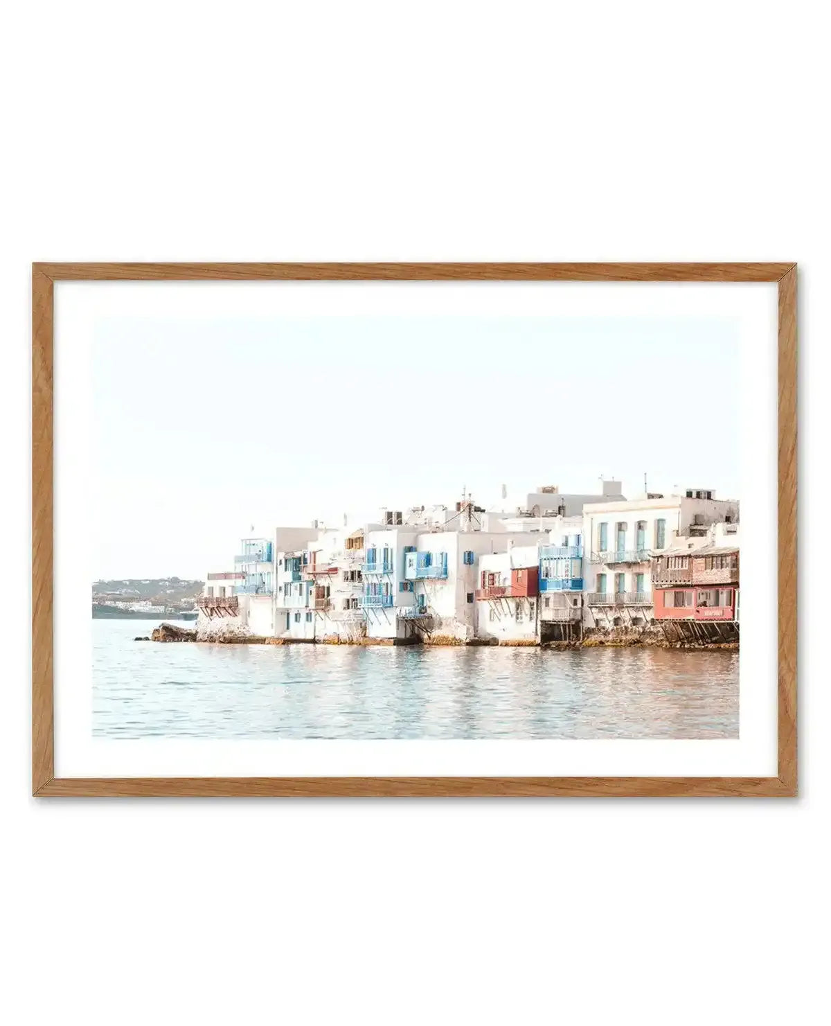 Little Venice | Mykonos Art Print-Shop Greece Wall Art Prints Online with Olive et Oriel - Our collection of Greek Islands art prints offer unique wall art including blue domes of Santorini in Oia, mediterranean sea prints and incredible posters from Milos and other Greece landscape photography - this collection will add mediterranean blue to your home, perfect for updating the walls in coastal, beach house style. There is Greece art on canvas and extra large wall art with fast, free shipping ac