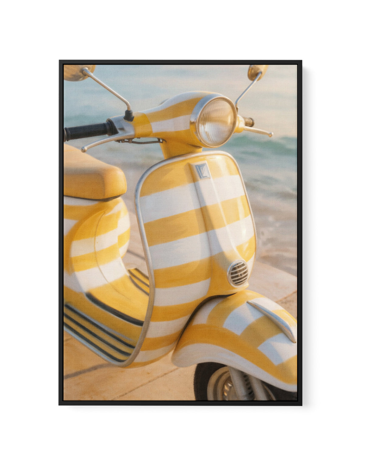 Little Yellow Vespa | Framed Canvas Art Print