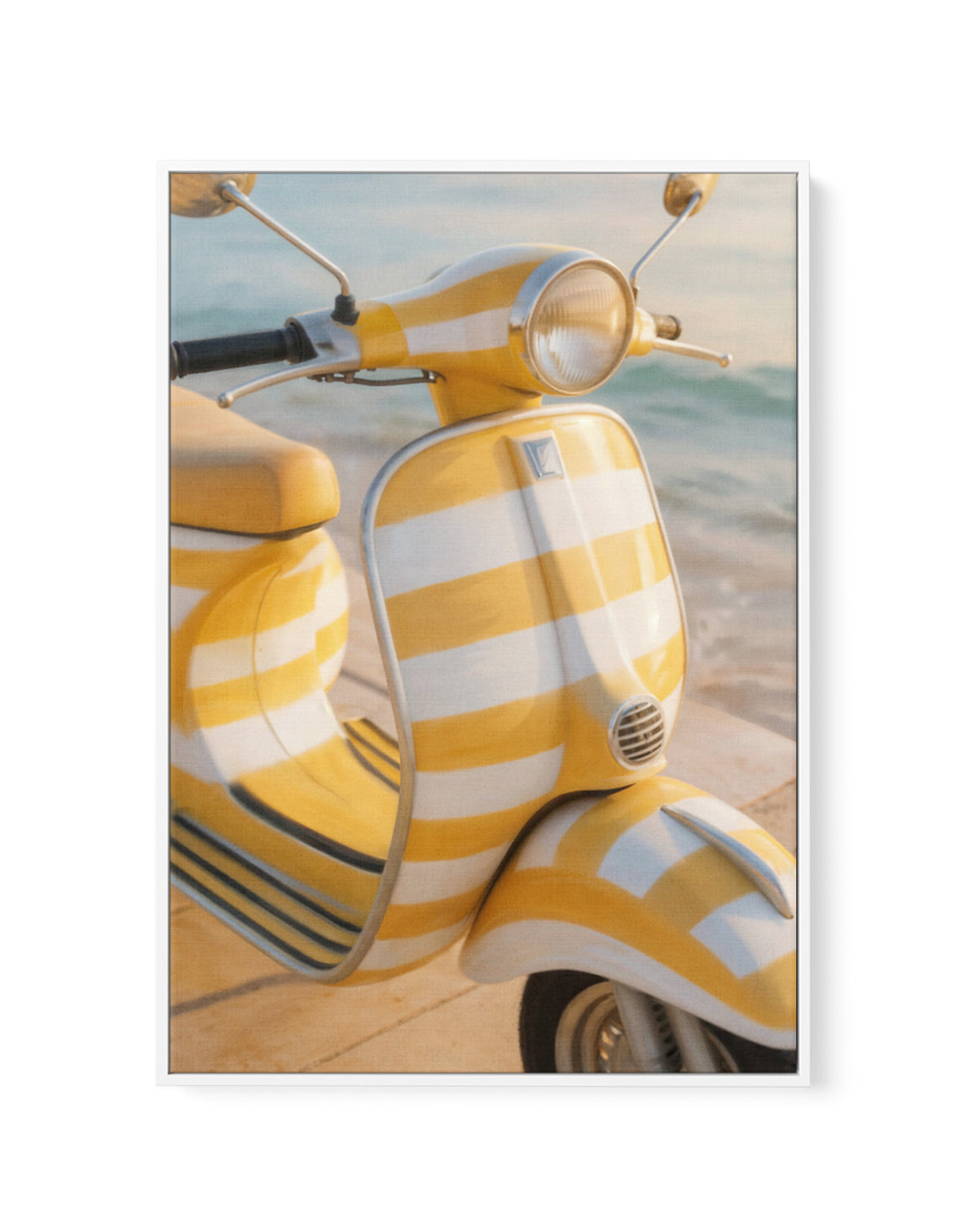 Little Yellow Vespa | Framed Canvas Art Print