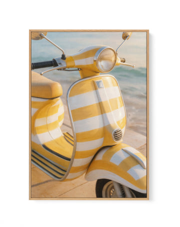 Little Yellow Vespa | Framed Canvas Wall Art