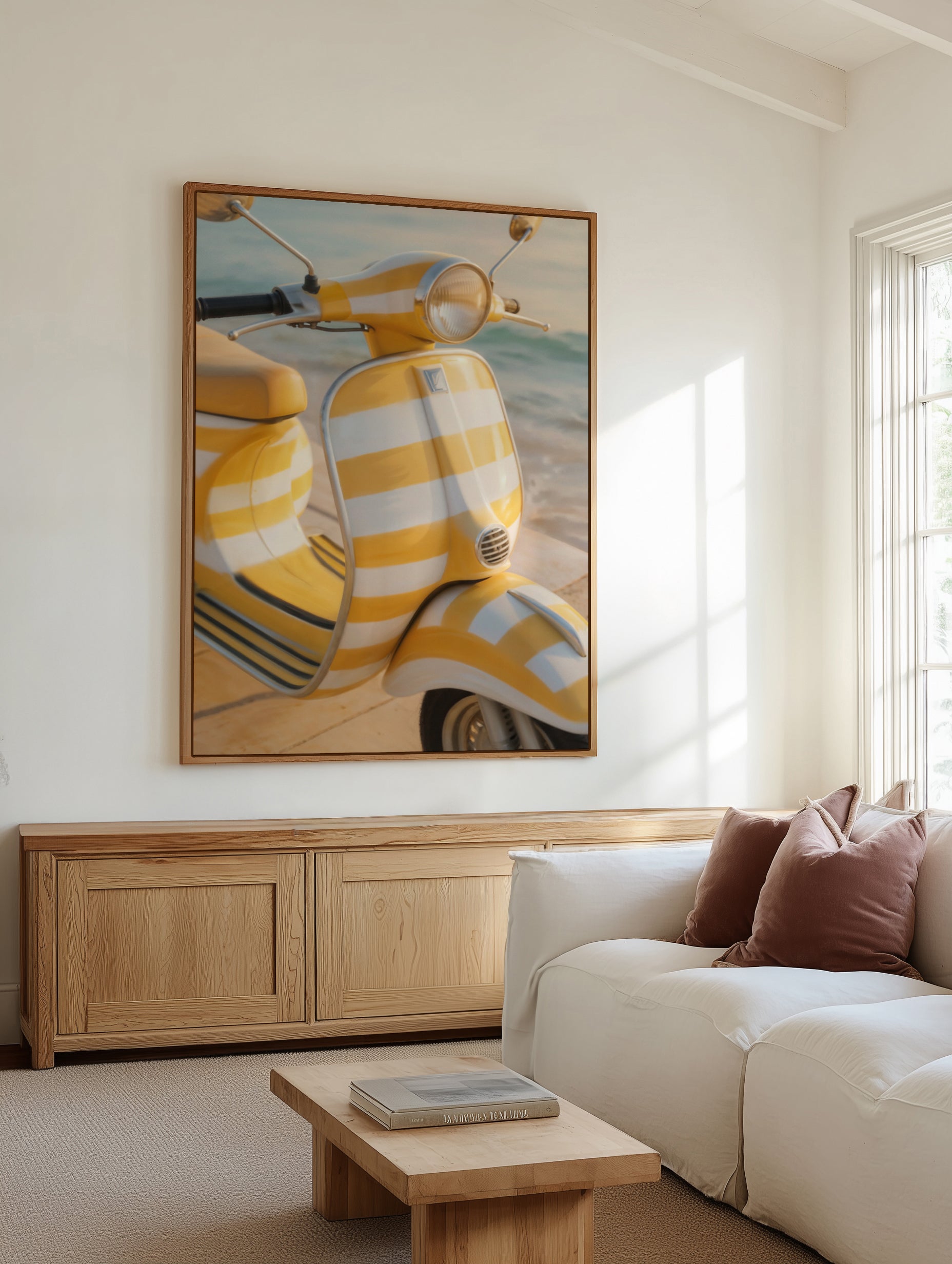 Little Yellow Vespa | Framed Canvas Art Print