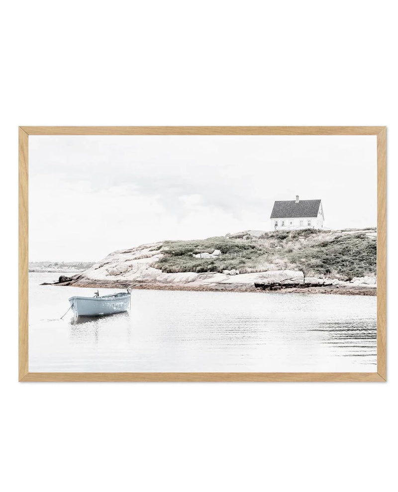 SALE 60x90 Little Blue Boat | Oak | Framed Acrylic Art