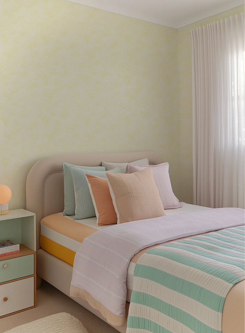 Little Arches in Yellow Wallpaper from Olive et Oriel where you can shop wallpaper and artworks online