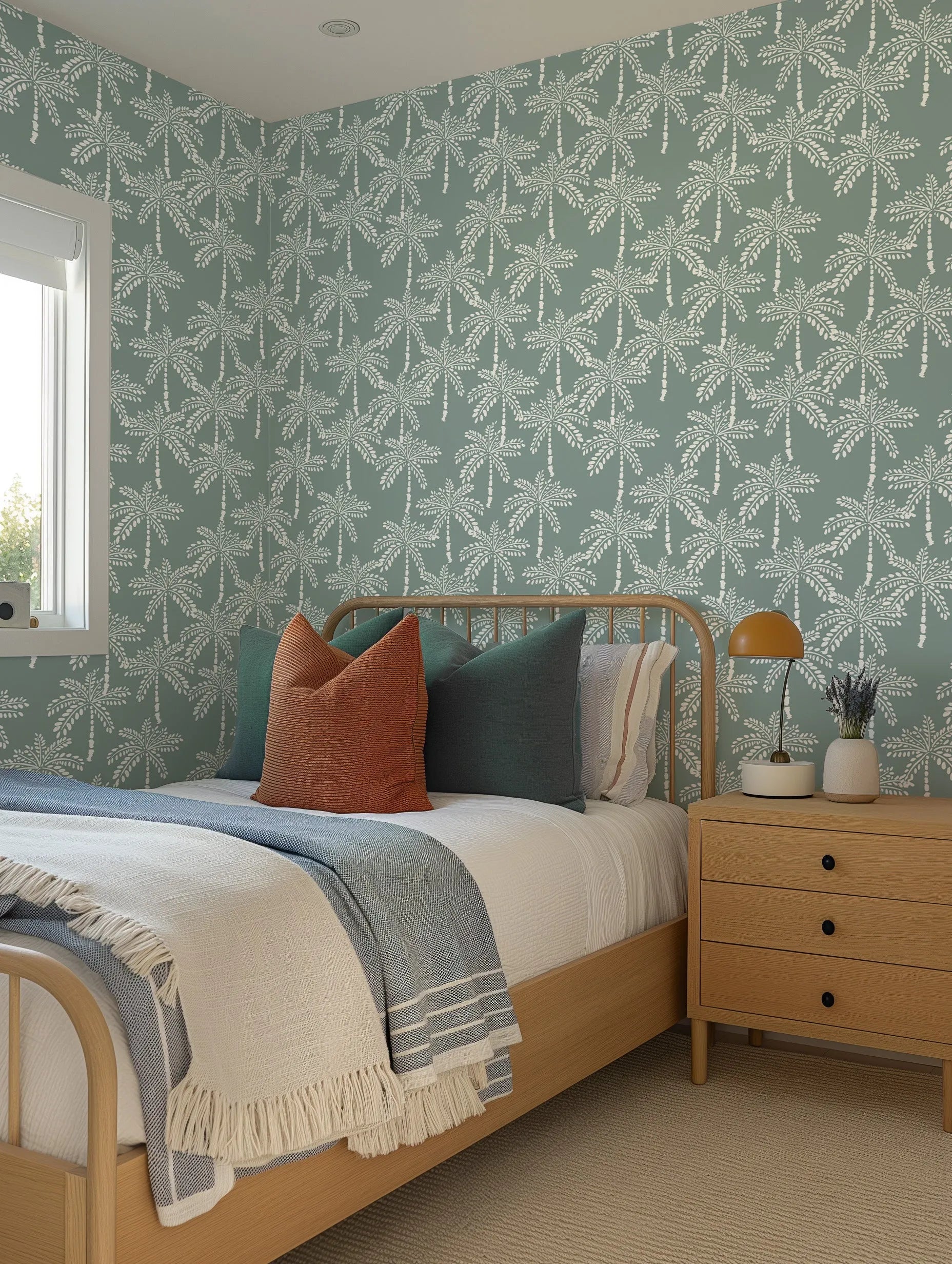 Little Khaki Palm Wallpaper from Olive et Oriel where you can shop wallpaper and artworks online