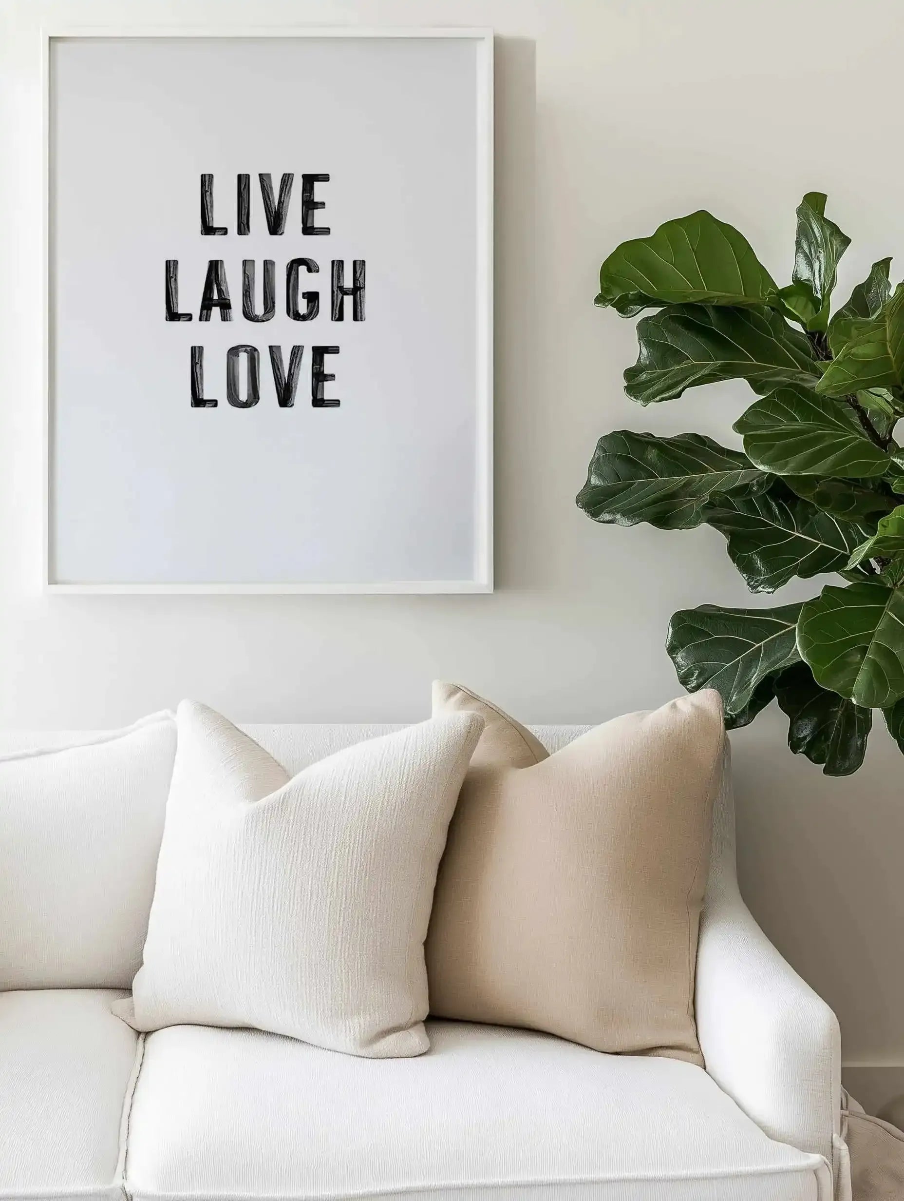 Live Laugh Love | 3 Colour Options Art Print from Olive et Oriel where you can shop wallpaper and artworks online