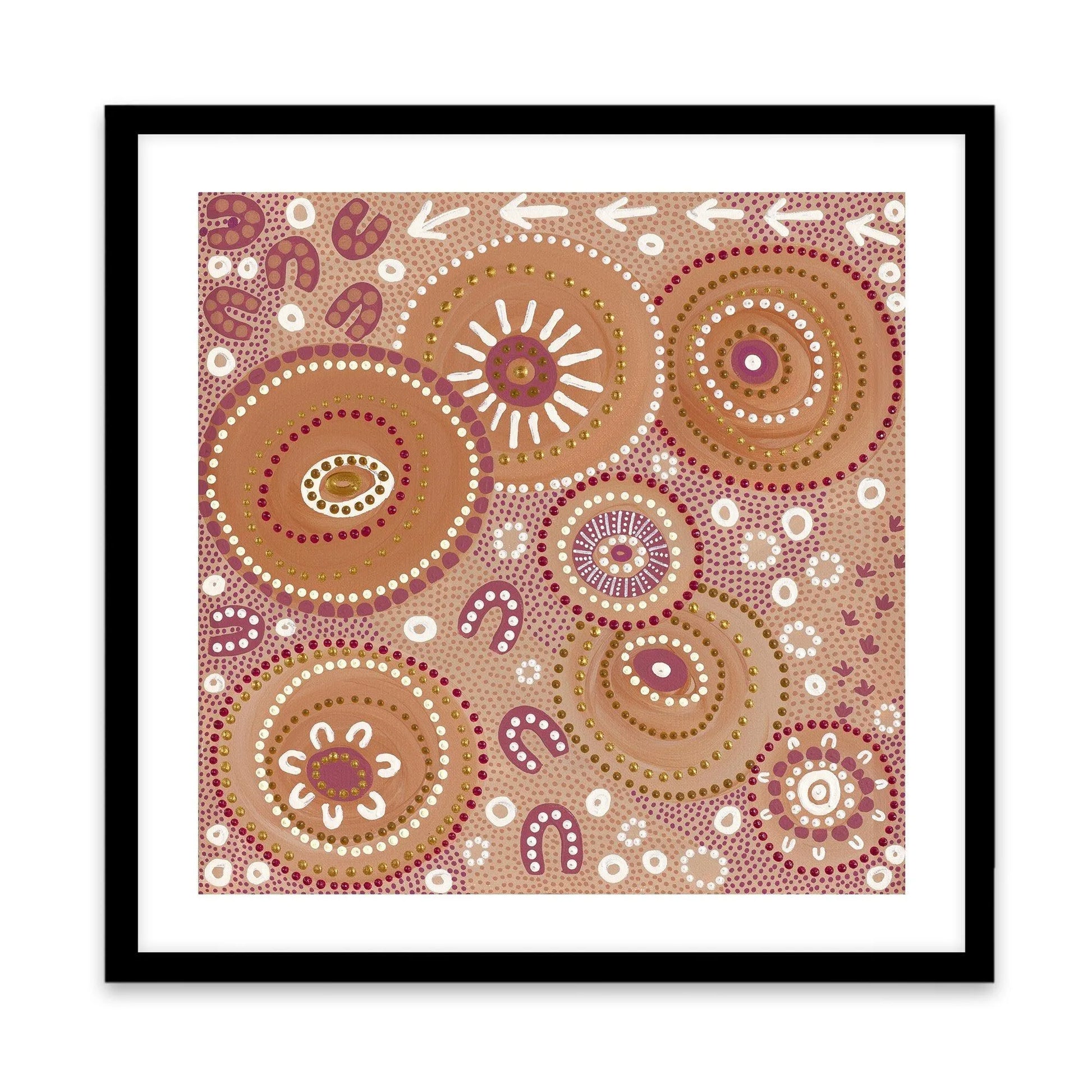 Living on Country By Domica Hill Art Print-PRINT-Olive et Oriel-Domica Hill-70x70 cm | 27.5" x 27.5"-Black-With White Border-Buy-Australian-Art-Prints-Online-with-Olive-et-Oriel-Your-Artwork-Specialists-Austrailia-Decorate-With-Coastal-Photo-Wall-Art-Prints-From-Our-Beach-House-Artwork-Collection-Fine-Poster-and-Framed-Artwork