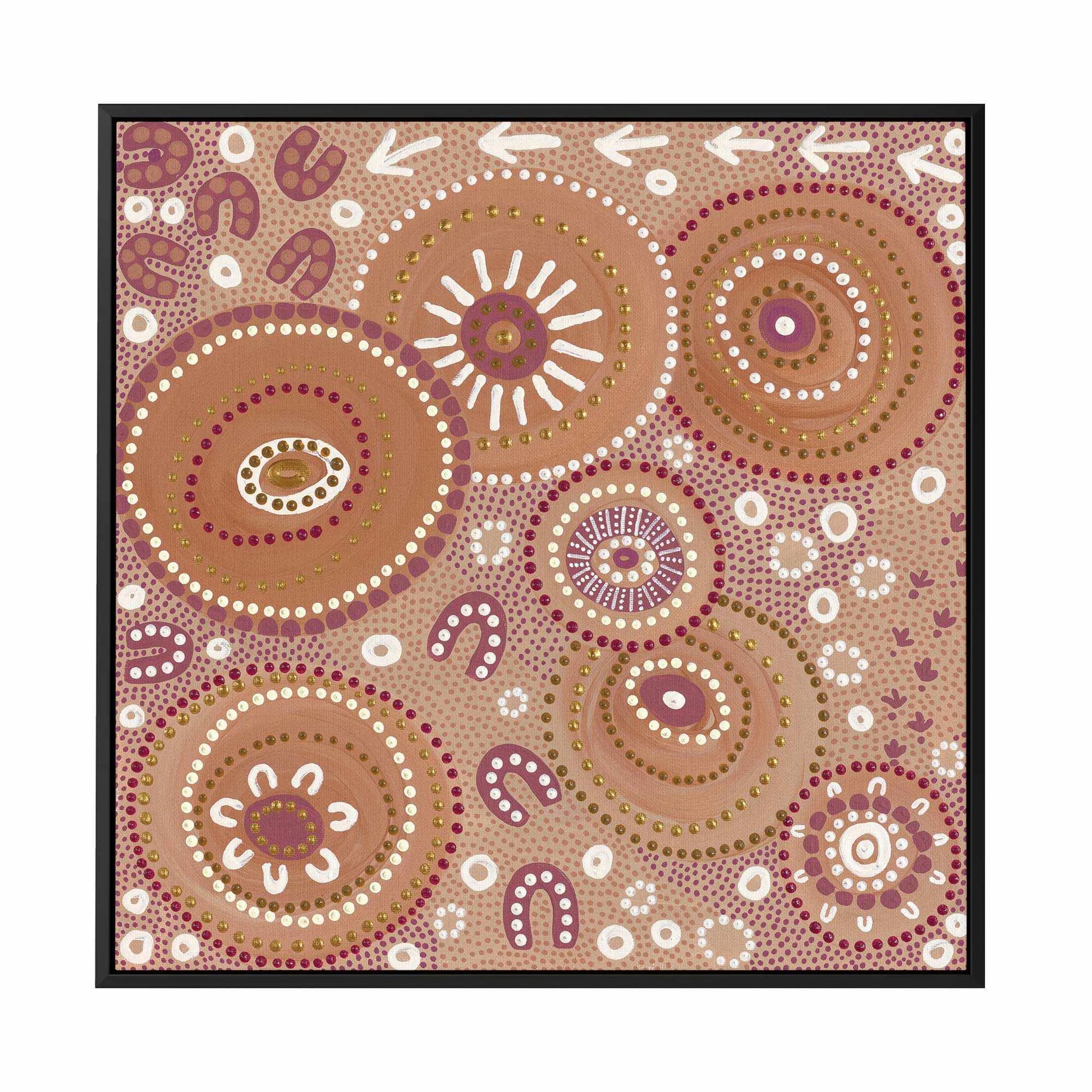 Living on Country by Domica Hill | Framed Canvas-CANVAS-You can shop wall art online with Olive et Oriel for everything from abstract art to fun kids wall art. Our beautiful modern art prints and canvas art are available from large canvas prints to wall art paintings and our proudly Australian artwork collection offers only the highest quality framed large wall art and canvas art Australia - You can buy fashion photography prints or Hampton print posters and paintings on canvas from Olive et Ori