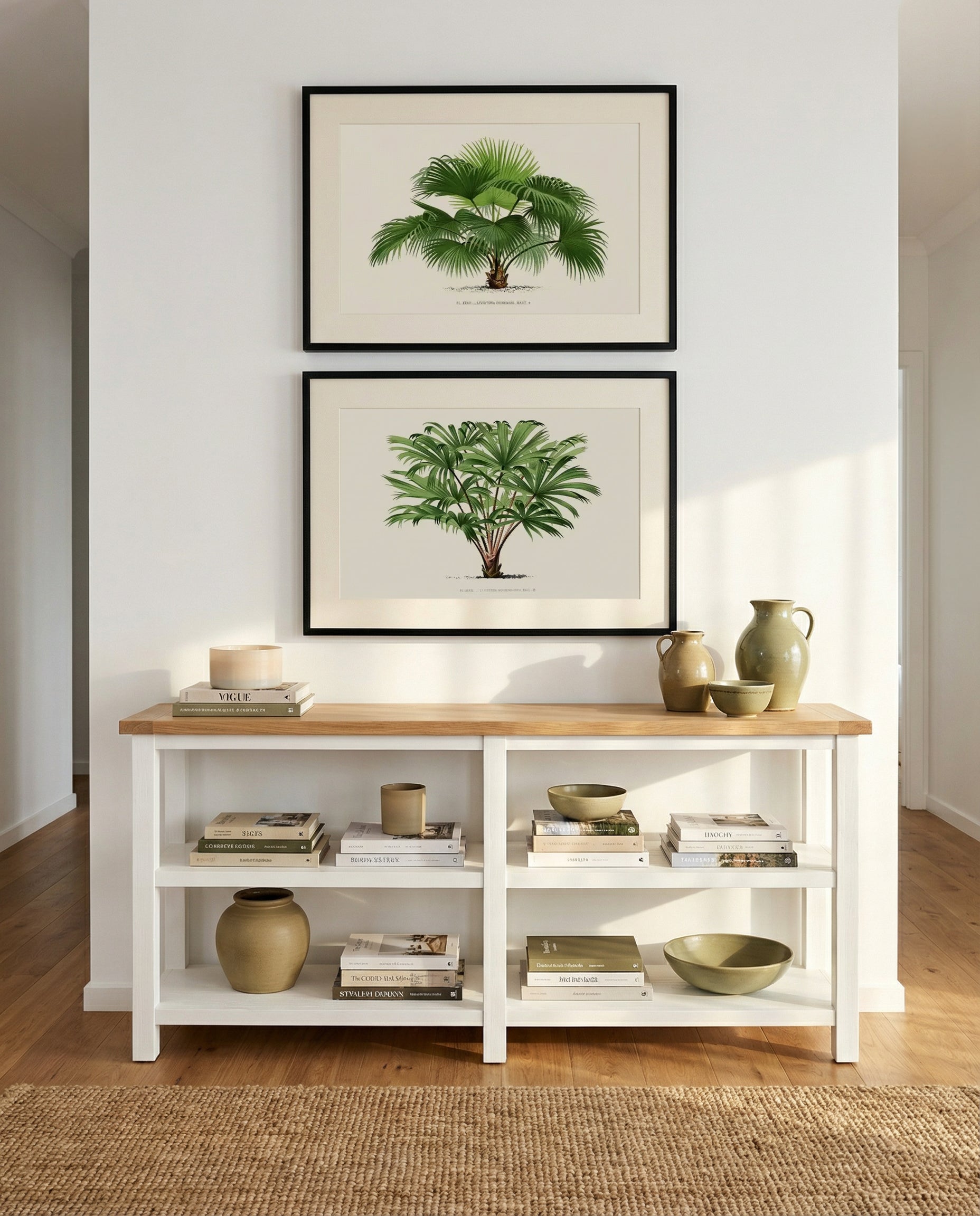 Livistona Chinensis & Livistona Hoogendropii Vintage Palm Poster Art Print Set of 2 | Matching Wall Art