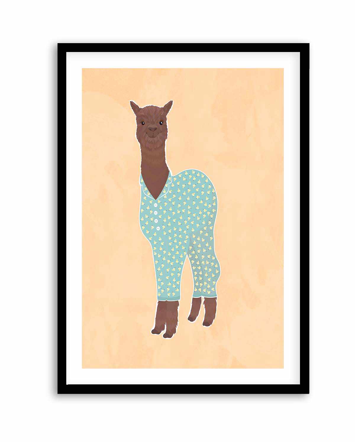 Llama In Pjs Banana Orange by Sarah Manovski | Art Print