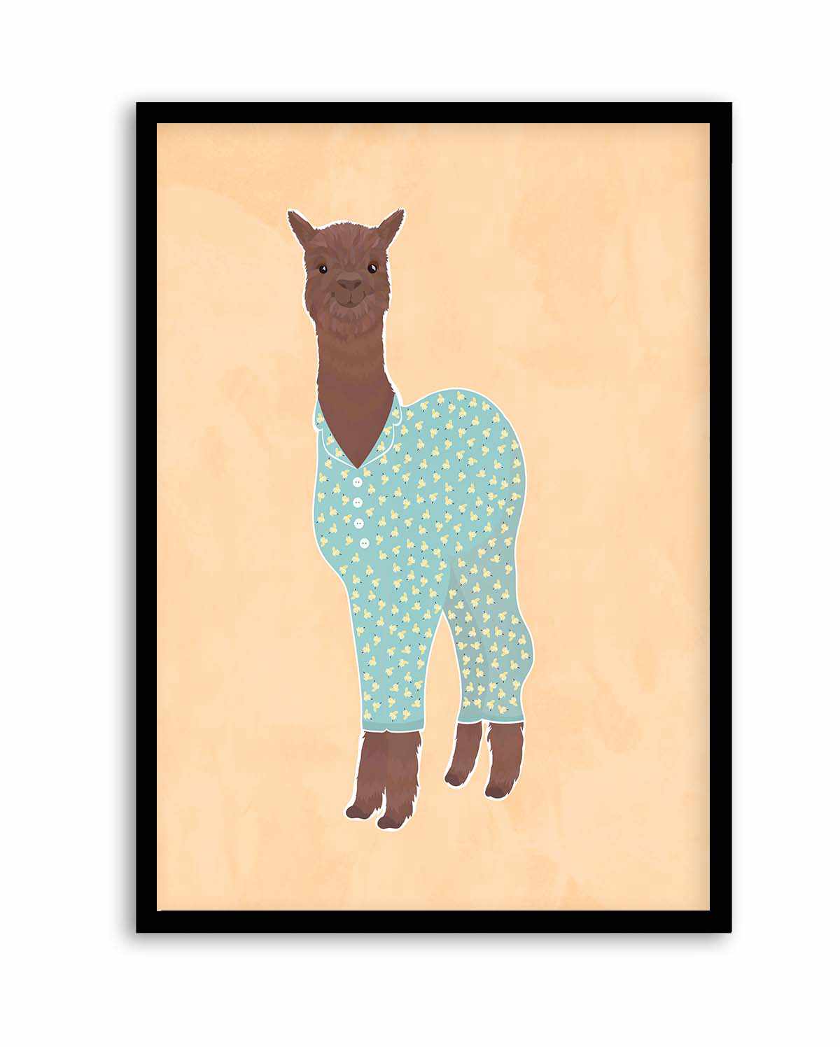 Llama In Pjs Banana Orange by Sarah Manovski | Art Print