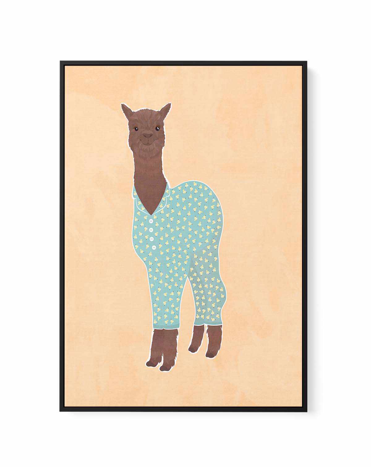 Llama In Pjs Banana Orange by Sarah Manovski | Framed Canvas Art Print