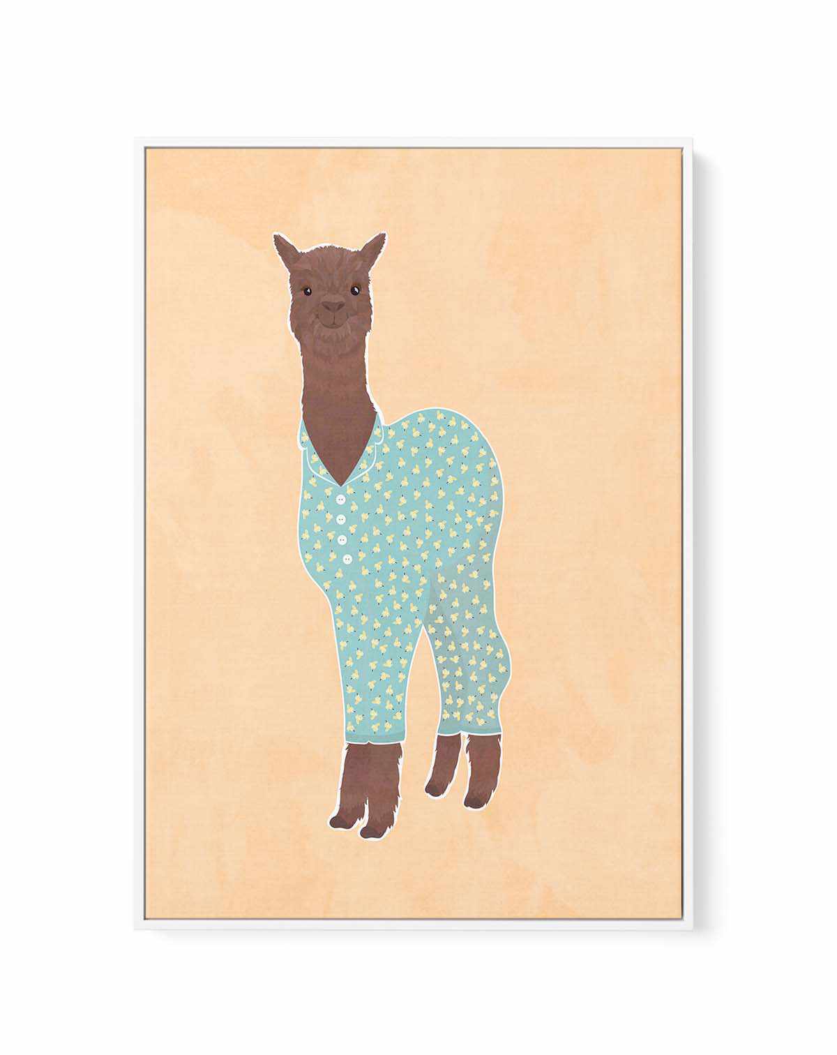 Llama In Pjs Banana Orange by Sarah Manovski | Framed Canvas Art Print