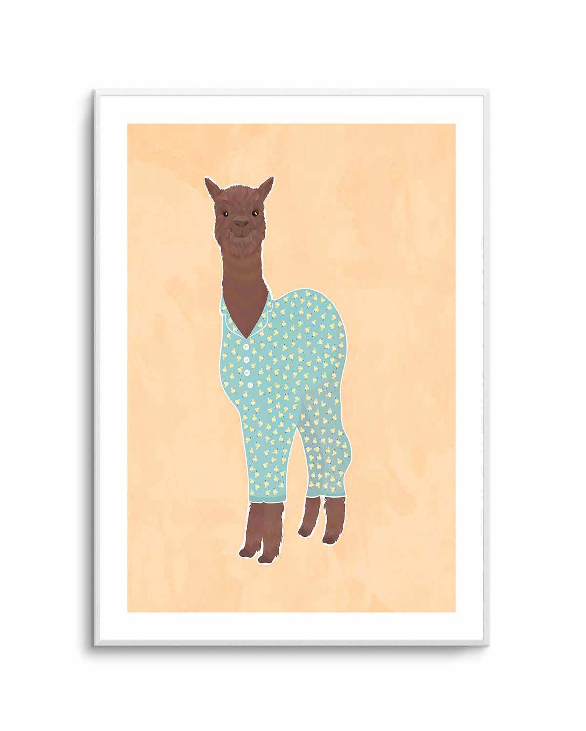 Llama In Pjs Banana Orange by Sarah Manovski | Art Print