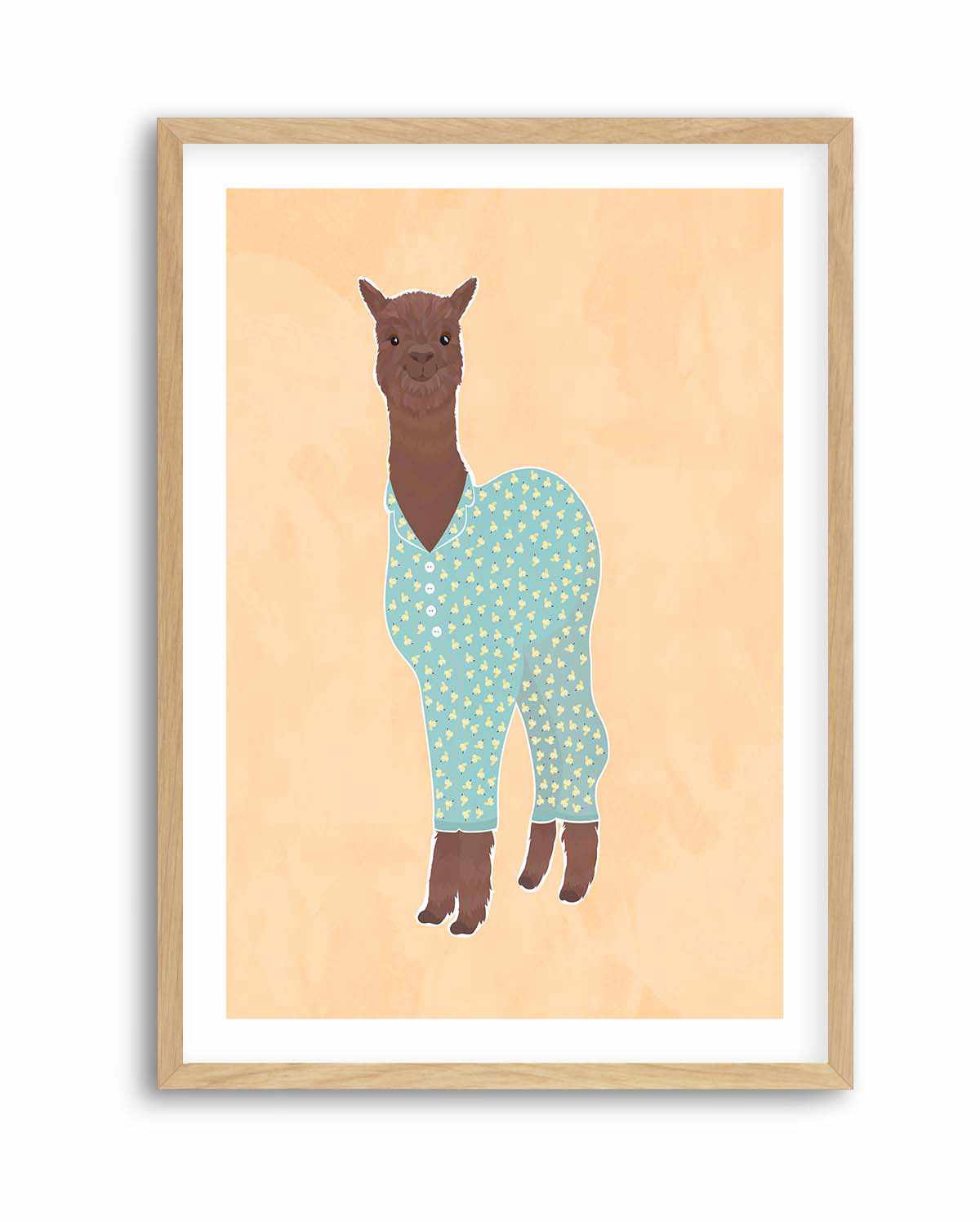 Llama In Pjs Banana Orange by Sarah Manovski | Art Print