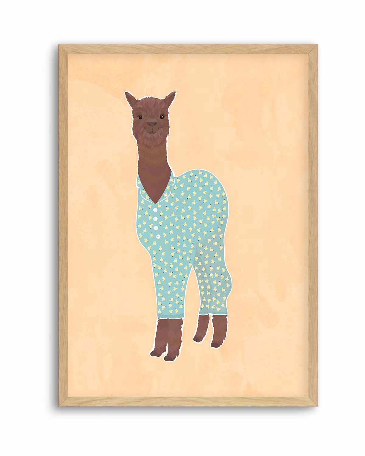 Llama In Pjs Banana Orange by Sarah Manovski | Art Print