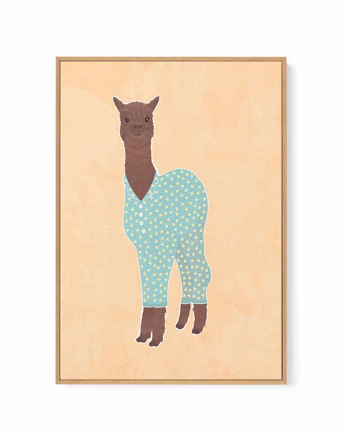 Llama In Pjs Banana Orange by Sarah Manovski | Framed Canvas Art Print