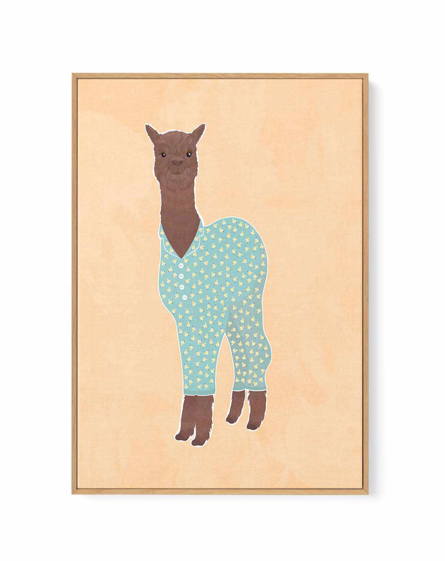 Llama In Pjs Banana Orange by Sarah Manovski | Framed Canvas Art Print from Olive et Oriel where you can shop wallpaper and artworks online