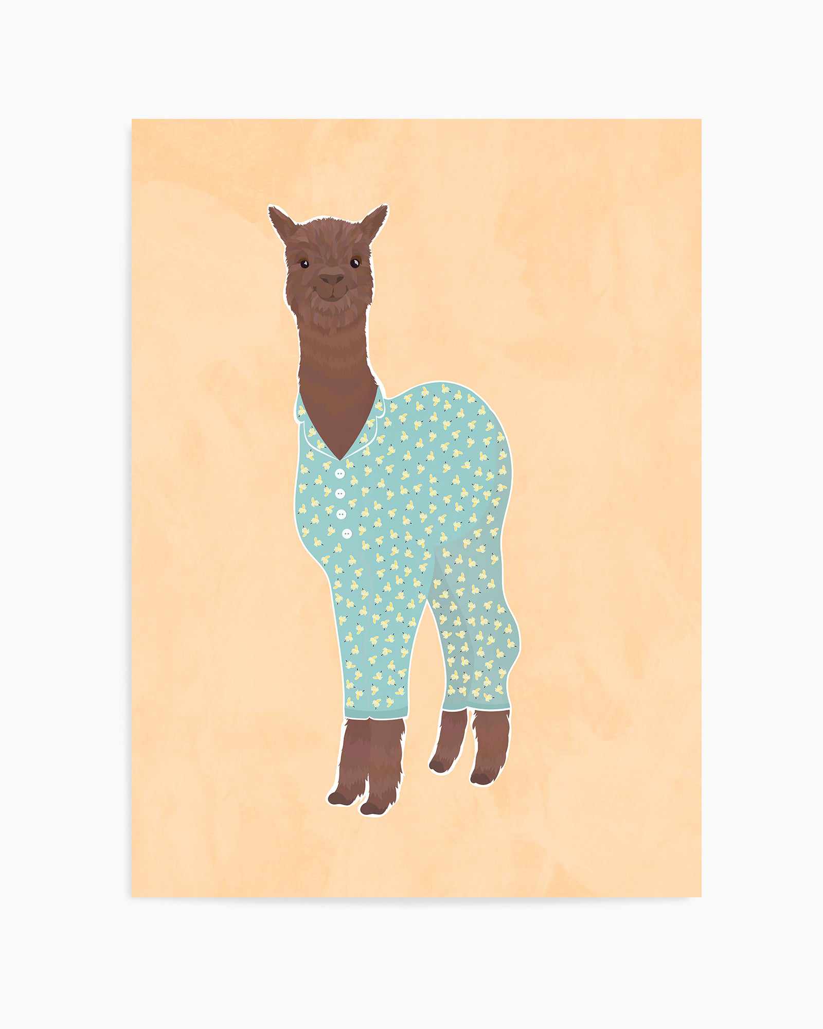 Llama In Pjs Banana Orange by Sarah Manovski | Art Print