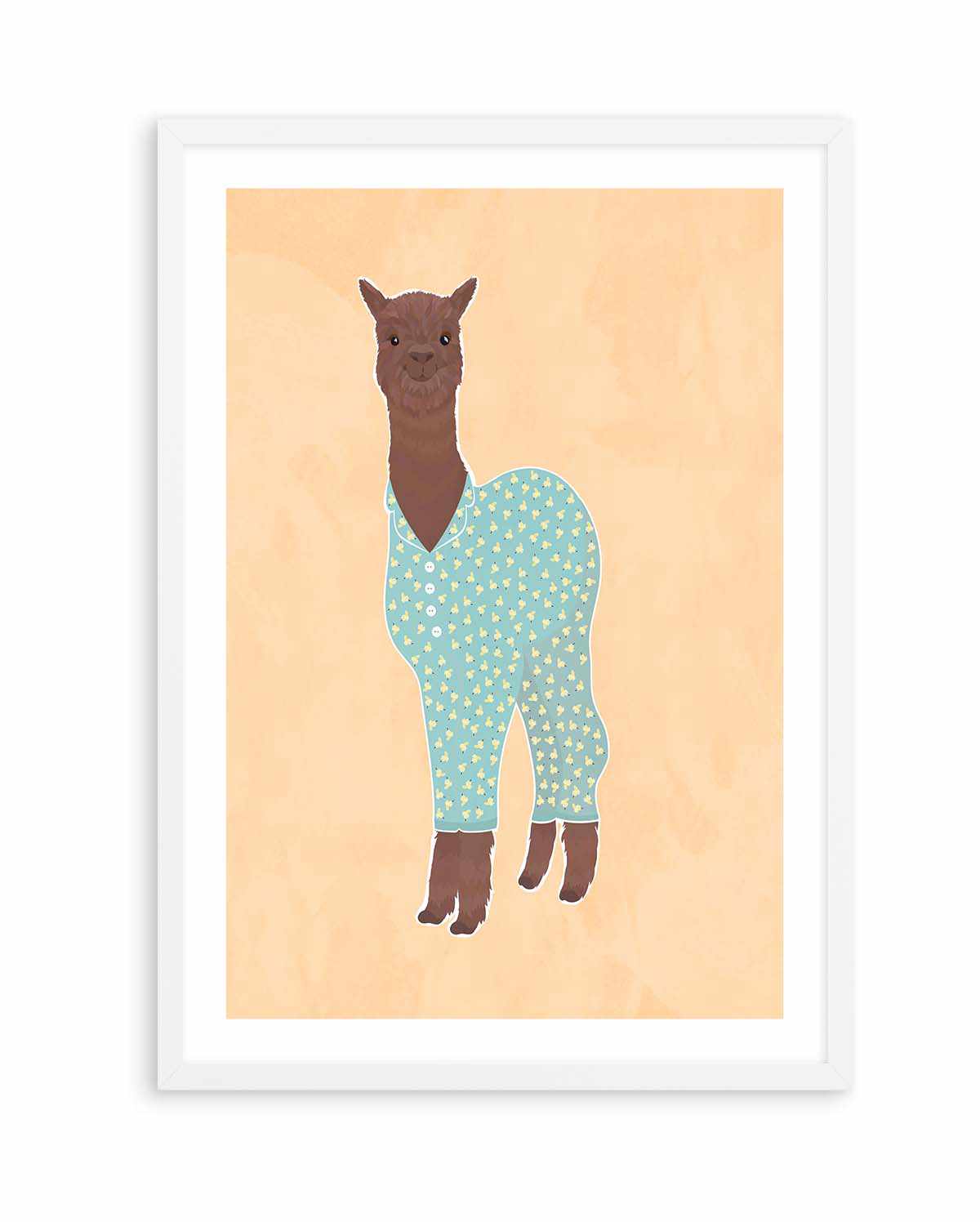 Llama In Pjs Banana Orange by Sarah Manovski | Art Print