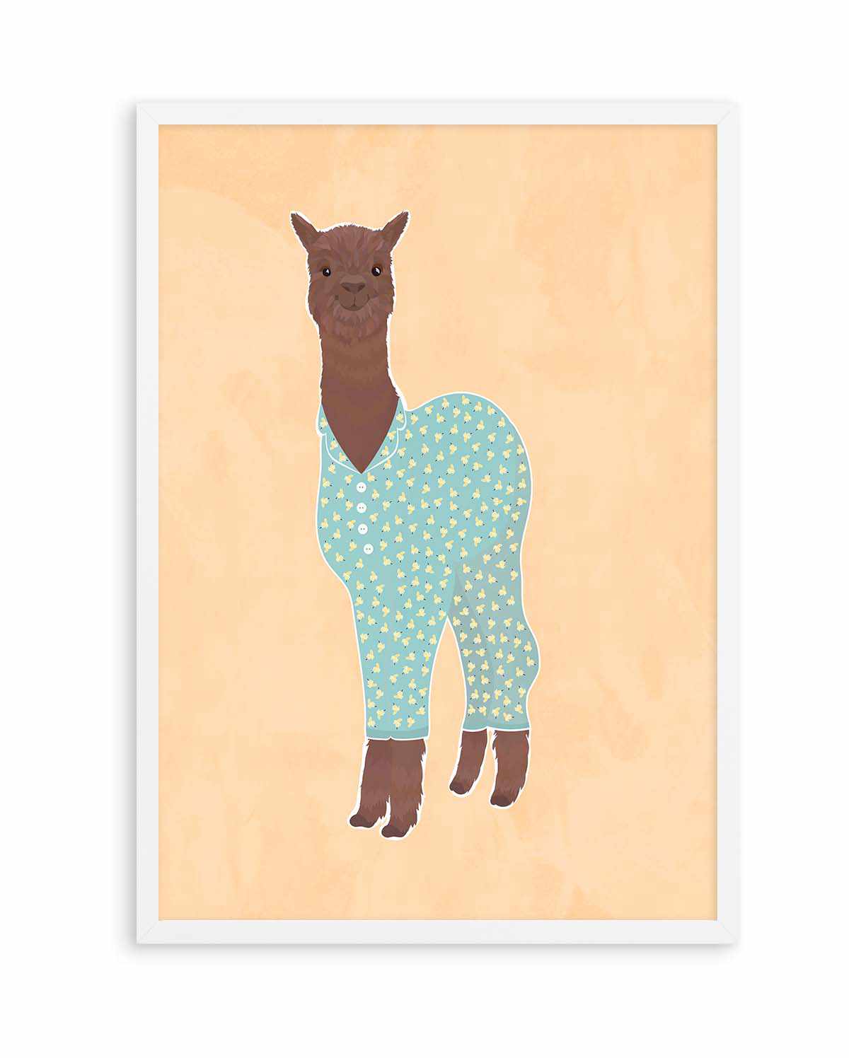 Llama In Pjs Banana Orange by Sarah Manovski | Art Print