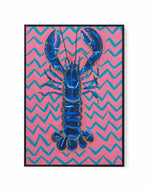 Lobster On Zigzag by Alice Straker | Framed Canvas Art Print