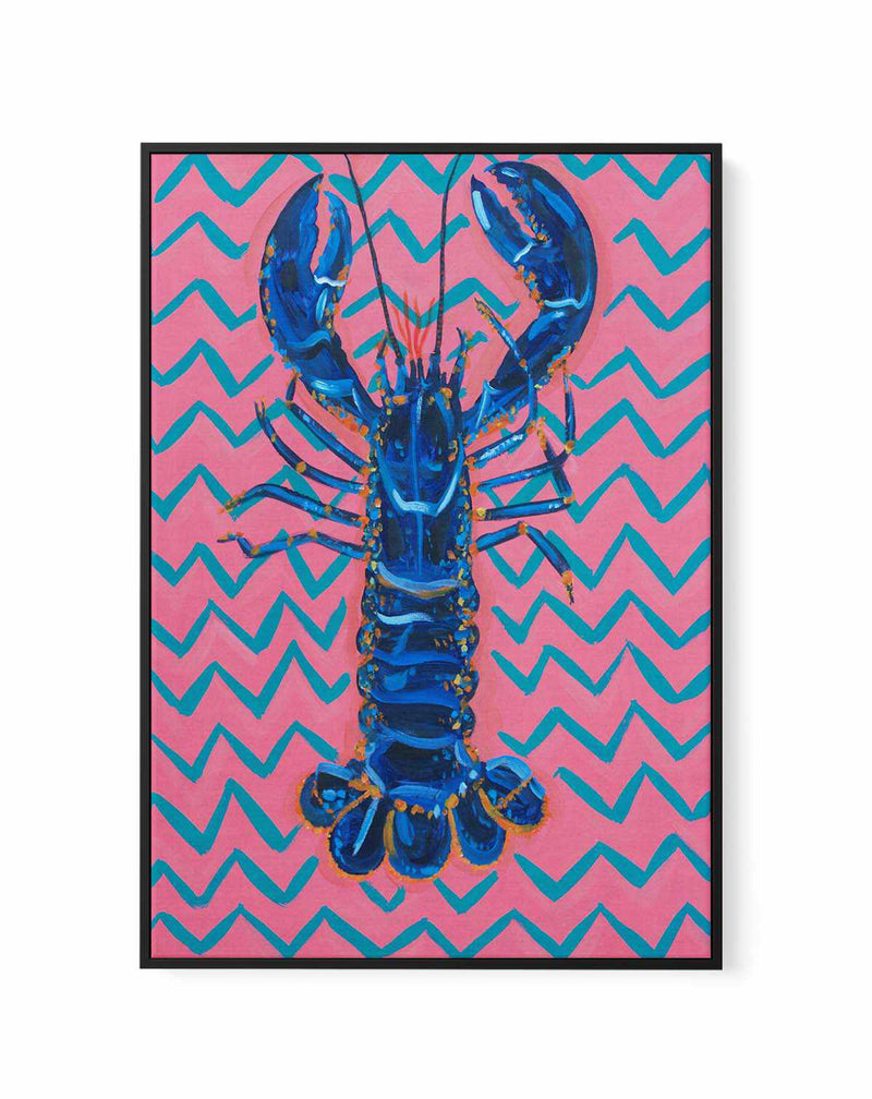 Lobster On Zigzag by Alice Straker | Framed Canvas Art Print