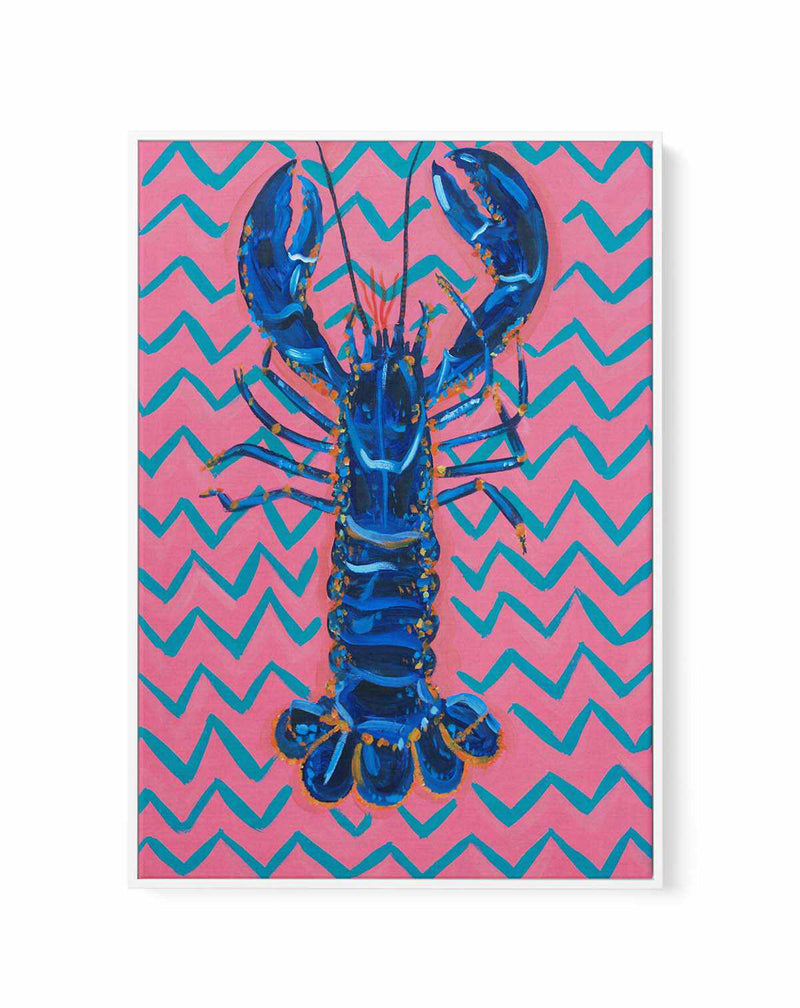 Lobster On Zigzag by Alice Straker | Framed Canvas Art Print