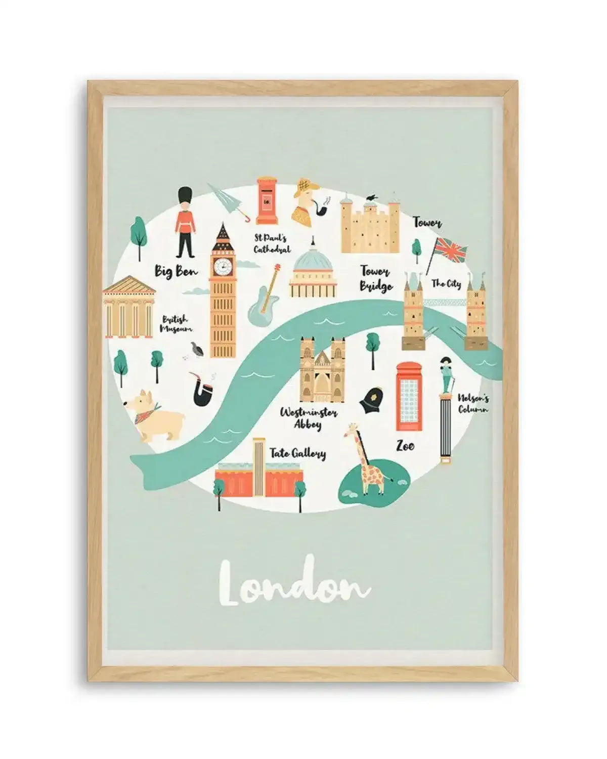 London Map Illustration Art Print from Olive et Oriel where you can shop wallpaper and artworks online
