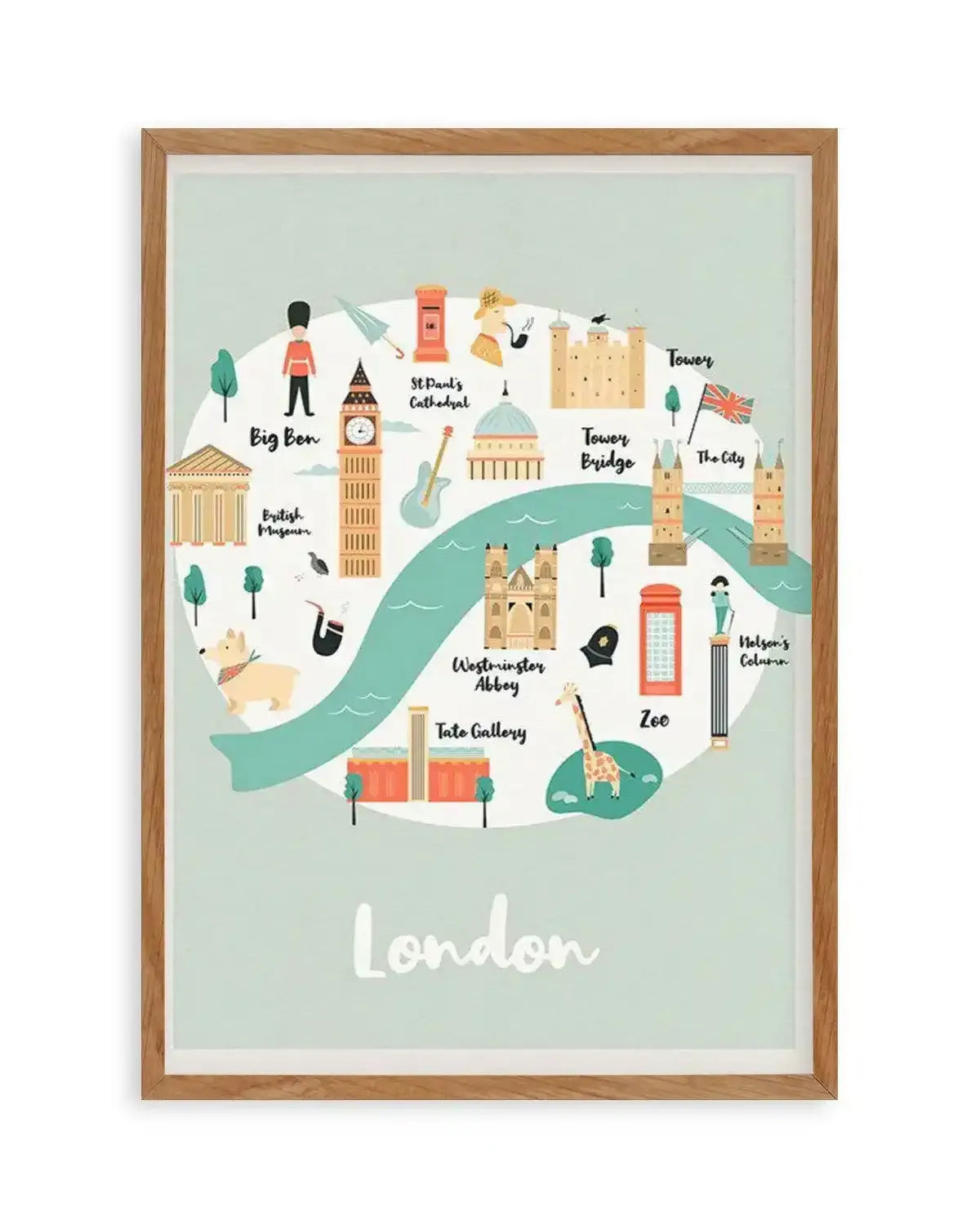 London Map Illustration Art Print from Olive et Oriel where you can shop wallpaper and artworks online