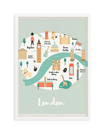 London Map Illustration Art Print from Olive et Oriel where you can shop wallpaper and artworks online