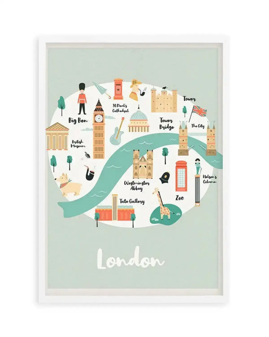 London Map Illustration Art Print from Olive et Oriel where you can shop wallpaper and artworks online