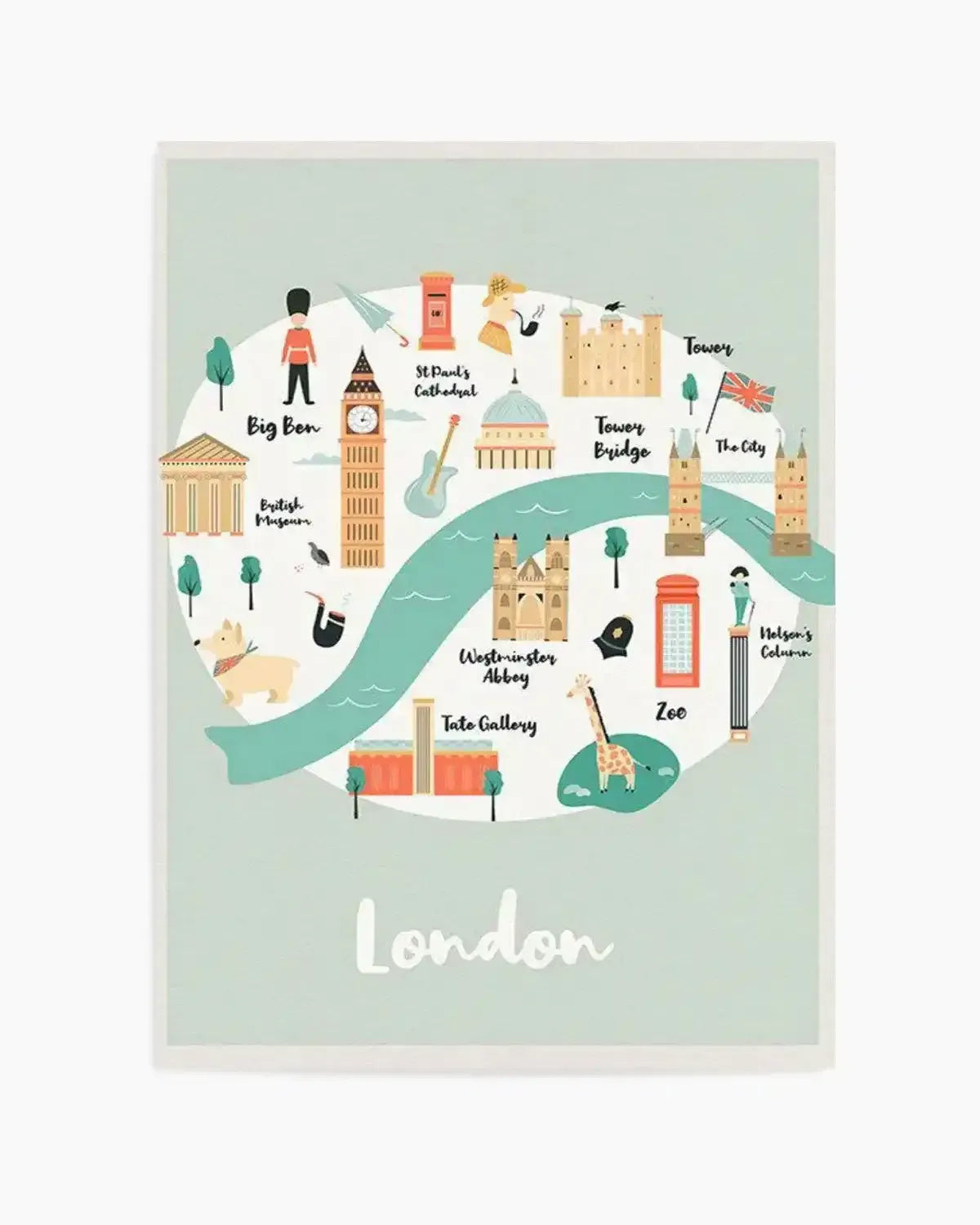 London Map Illustration Art Print from Olive et Oriel where you can shop wallpaper and artworks online