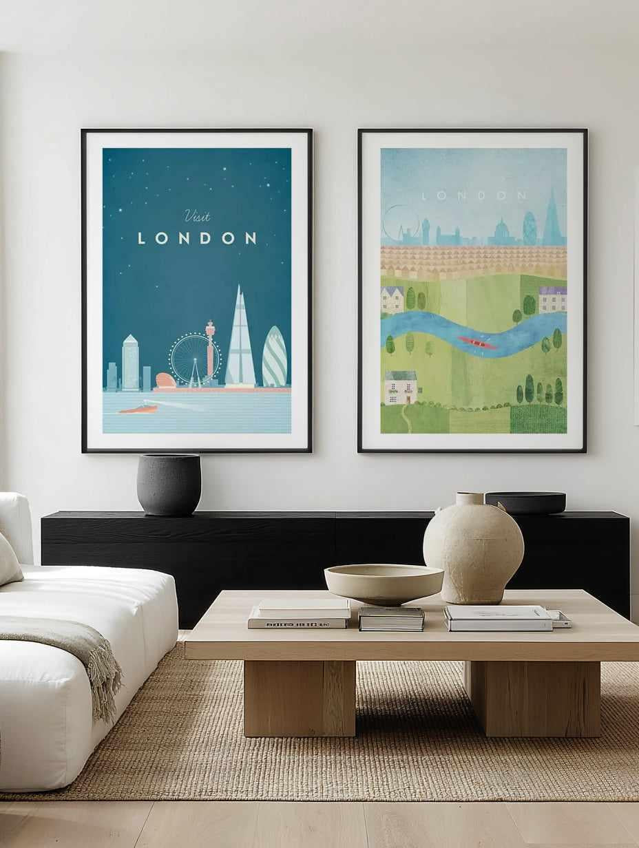 London I & II by Henry Rivers Art Print Set of 2 | Matching Wall Art from Olive et Oriel where you can shop wallpaper and artworks online