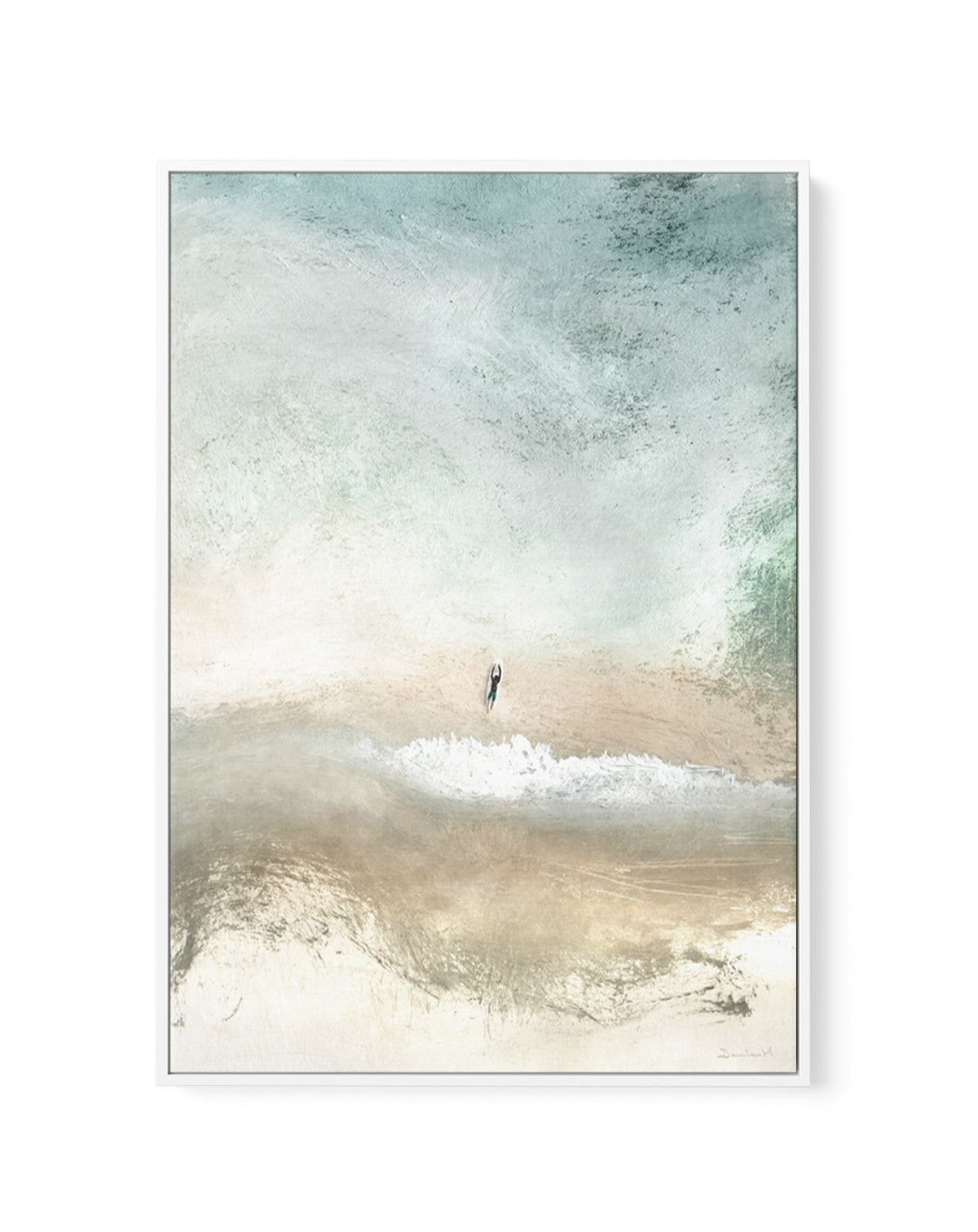 Lone Surfer by Dan Hobday | Framed Canvas Art Print