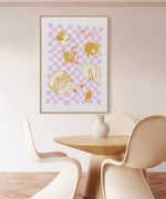 Long Lunch Golden Purple by Anne Korako | Framed Canvas Art Print