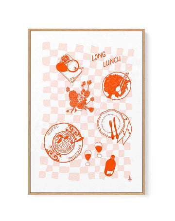 Long Lunch Fire Red Pink by Anne Korako | Framed Canvas Art Print from Olive et Oriel where you can shop wallpaper and artworks online